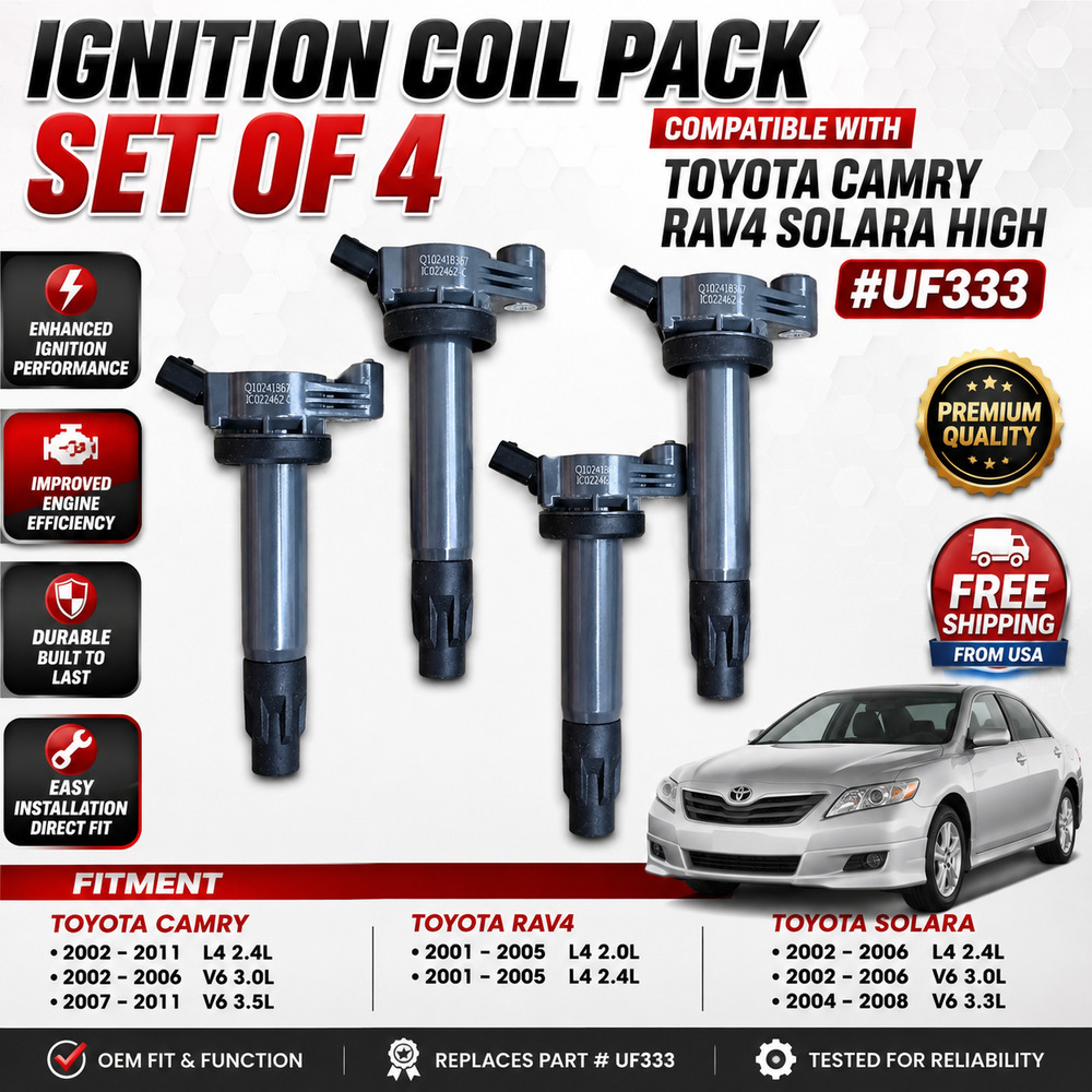 Ignition Coil Pack Set of 4 Compatible with Toyota Camry RAV4 Solara High #UF333
